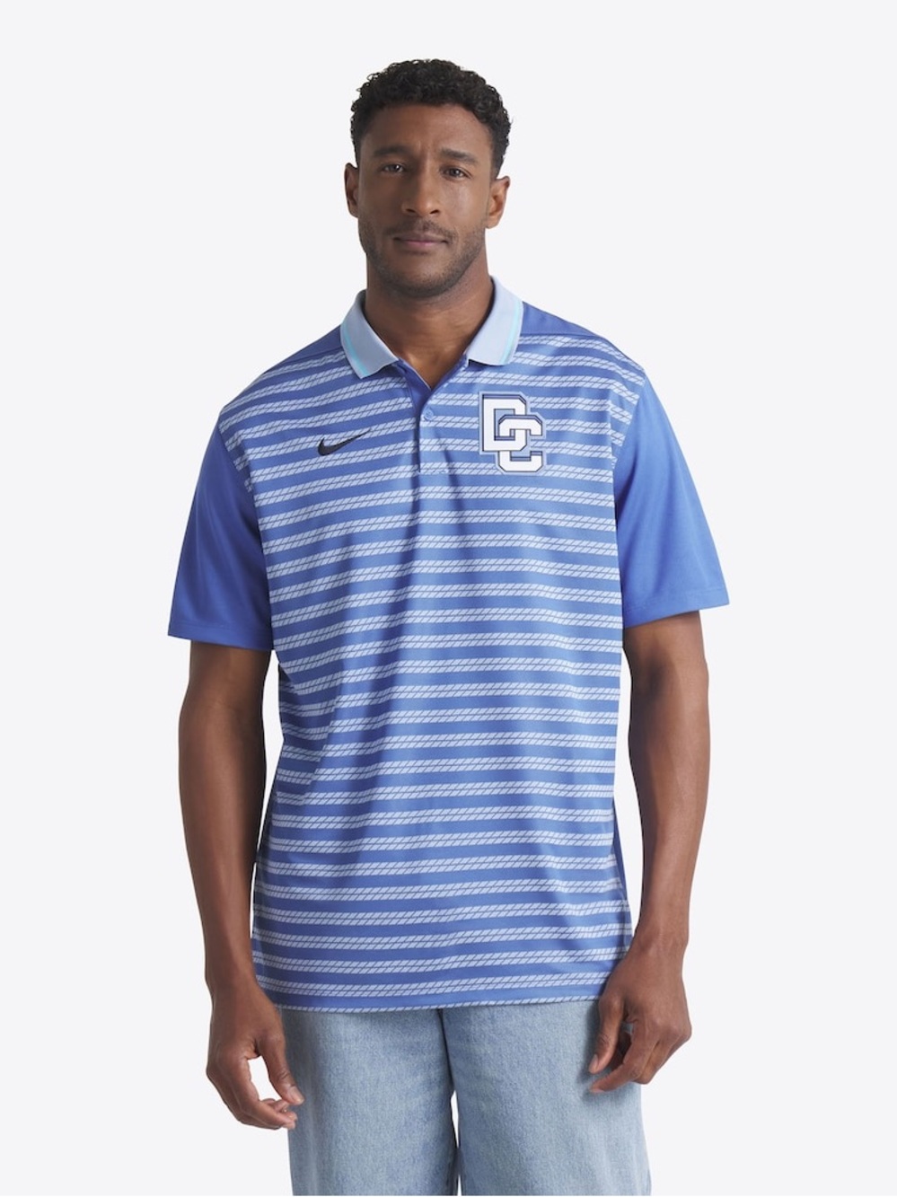 Nike Washington Nationals Performance Polo/ Blue with Interlocking DC Logo. Sz L